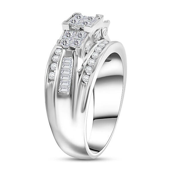 Diamond G-H I2-I3 1.00 Ctw Ring In 10K White Gold 5.15 Grams