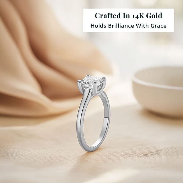 Diamond G-H I3 1.50 Ctw Solitaire Ring In 14K White Gold