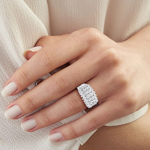 Diamond G SI 0.46 Ctw Ring In Rhodium Over Sterling Silver