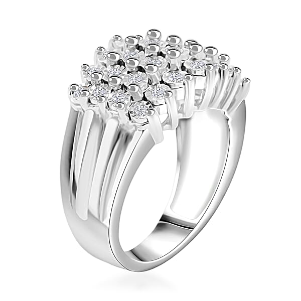 Diamond G SI 0.46 Ctw Ring In Rhodium Over Sterling Silver