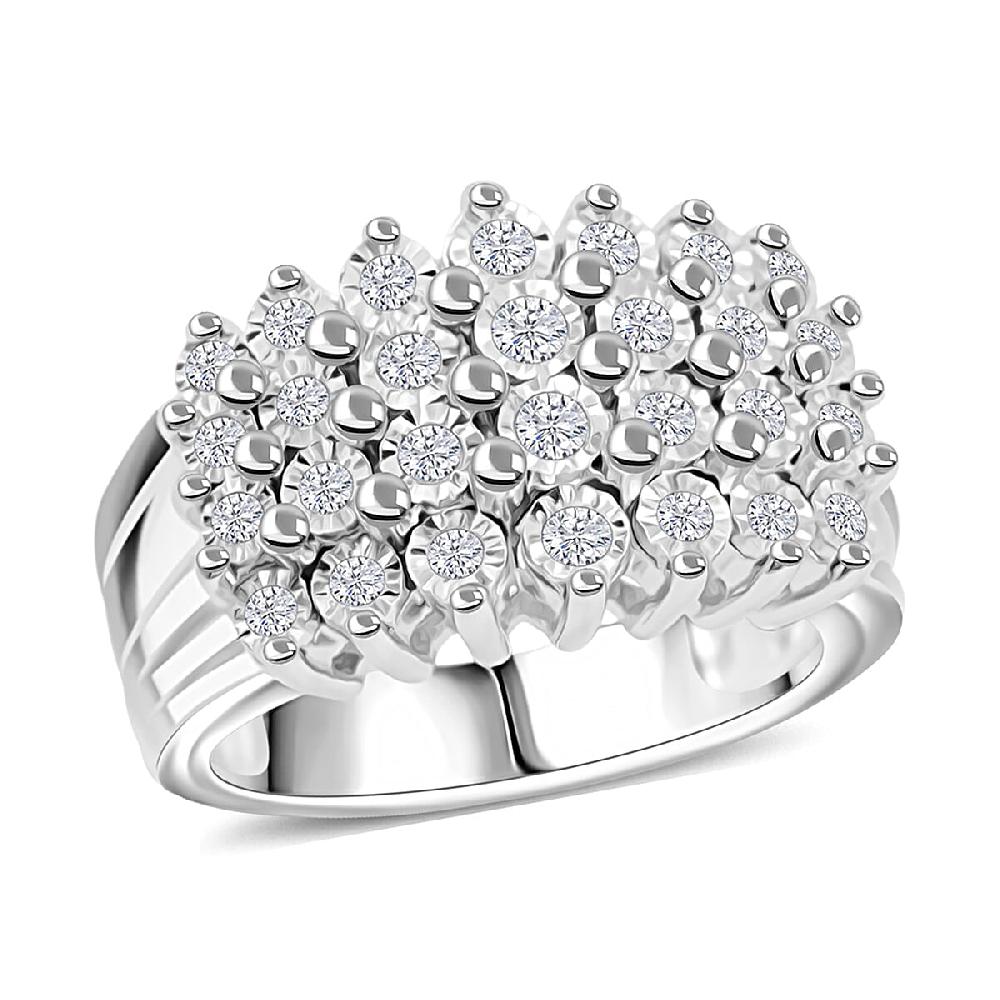 Diamond G SI 0.46 ctw Ring in Rhodium Over Sterling Silver