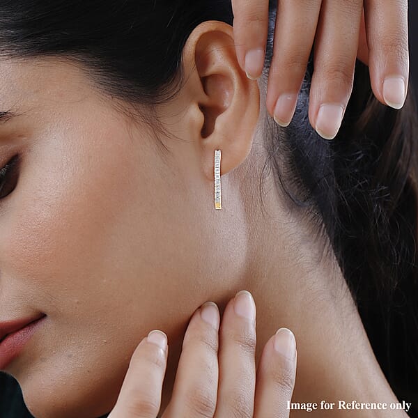 Diamond Hoop Earrings In 14K YG Over Sterling Silver 0.25 Ctw