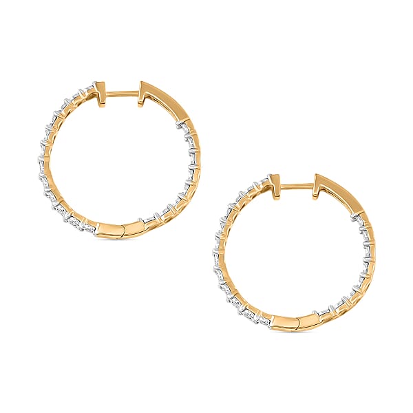 Diamond Hoop Earrings In 14K YG Over Sterling Silver 0.25 Ctw