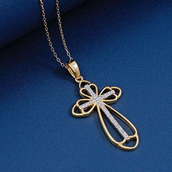Diamond I2-I3 0.10 Ctw Pendant Necklace In 14K YG And Rhodium Over Sterling Silver 18 Inches