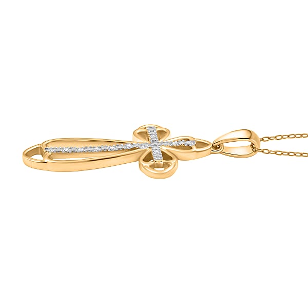 Diamond I2-I3 0.10 Ctw Pendant Necklace In 14K YG And Rhodium Over Sterling Silver 18 Inches