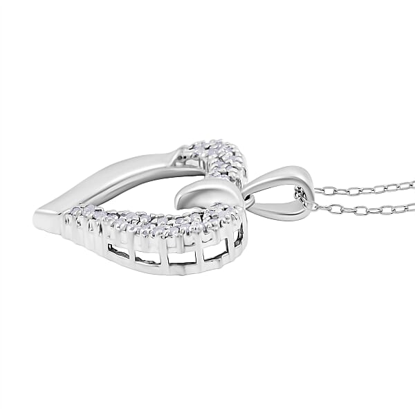 Diamond I2-I3 0.20 Ctw Radiant Heart Pendant Necklace In Rhodium Over Sterling Silver 18 Inches