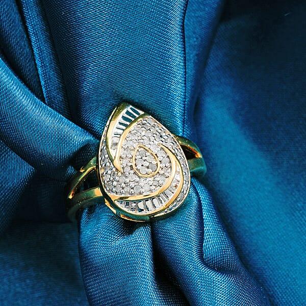 Diamond I2-I3 0.25 Ctw Ring In 14K Yellow Gold Over Sterling Silver