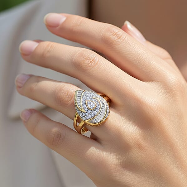 Diamond I2-I3 0.25 Ctw Ring In 14K Yellow Gold Over Sterling Silver