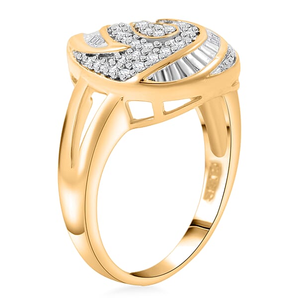 Diamond I2-I3 0.25 Ctw Ring In 14K Yellow Gold Over Sterling Silver