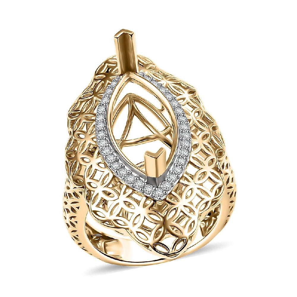 Diamond I3 0.35 ctw Mounting Ring in 10K Yellow Gold 7.30 Grams