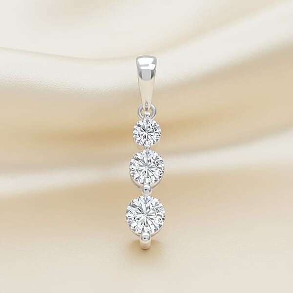 Diamond Pendant In 14K White Gold With Stainless Steel Necklace 0.50 Ctw (18 Inches)