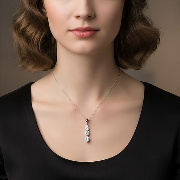 Diamond Pendant In 14K White Gold With Stainless Steel Necklace 0.50 Ctw (18 Inches)