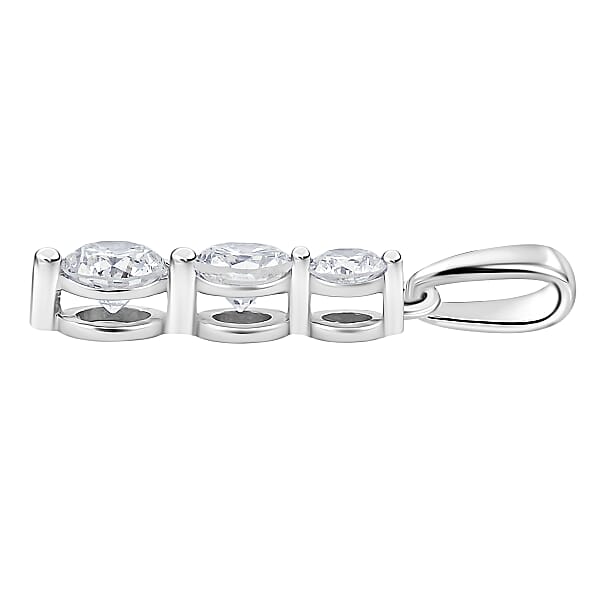 Diamond Pendant In 14K White Gold With Stainless Steel Necklace 0.50 Ctw (18 Inches)