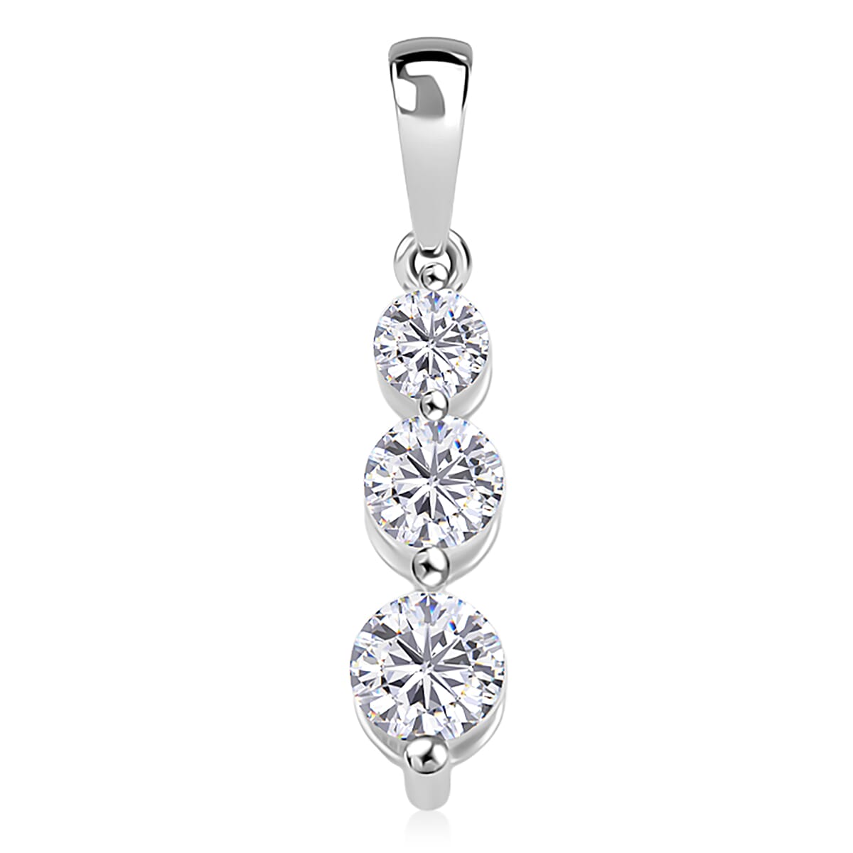 Diamond Pendant in 14K White Gold with Stainless Steel Necklace 0.50 ctw (18 Inches)