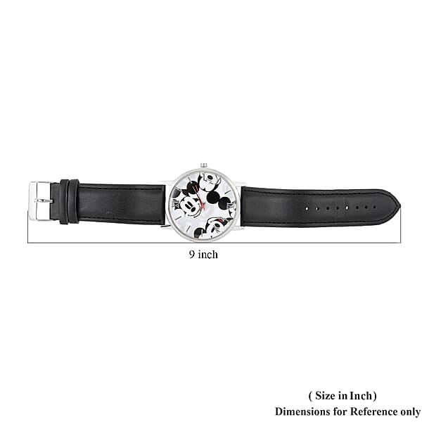 DISNEY Set Of 2 Japanese Movement Red And Black Mickey Mouse Vegan Leather Strap His & Hers Gift Set Watch (35mm) (45mm)
