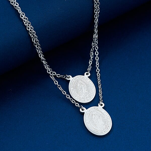 Double Ended Religious Necklace 14 Inches In Stainless Steel 11.10 Grams