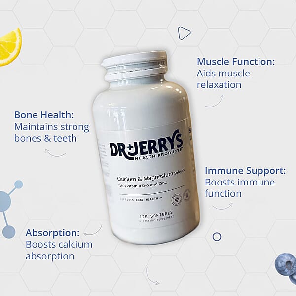 Dr. Jerry's Calcium & Magnesium With Vitamin D-3 & Zinc Dietary Supplement (120 Softgels)