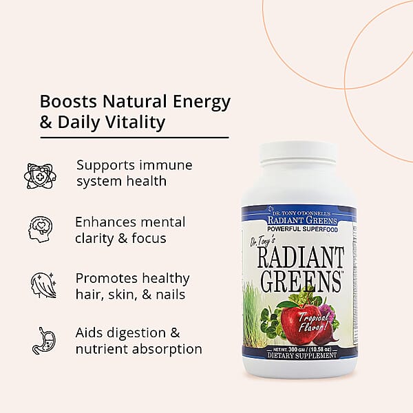 Dr. Tony Radiant Greens Powerful Superfood - Tropical Flavor (10.58oz)