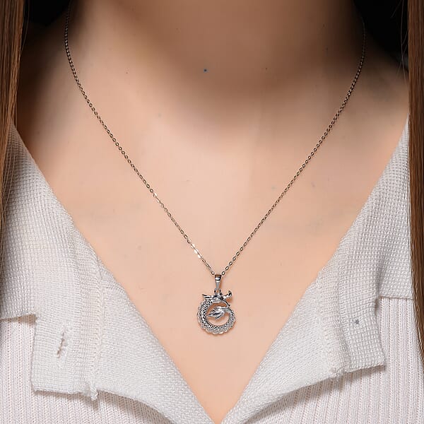 Dragon Pendant Necklace In 950 Platinum 5.97 Grams 18 Inches