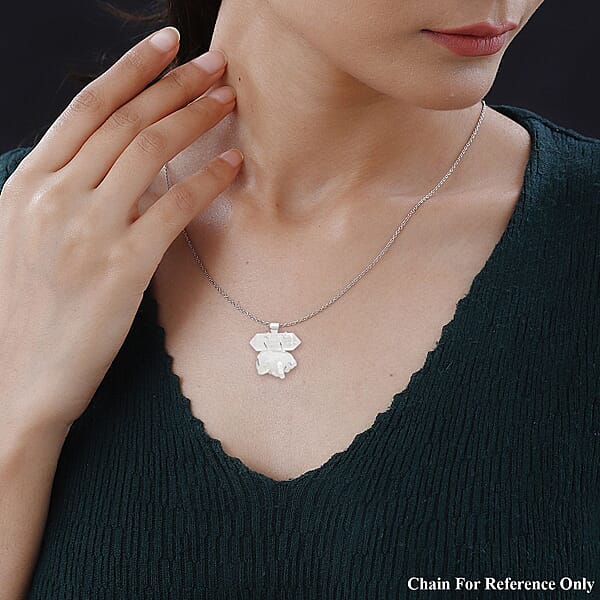 Druzy Crystal And Crystal Pendant Without Chain In Silvertone