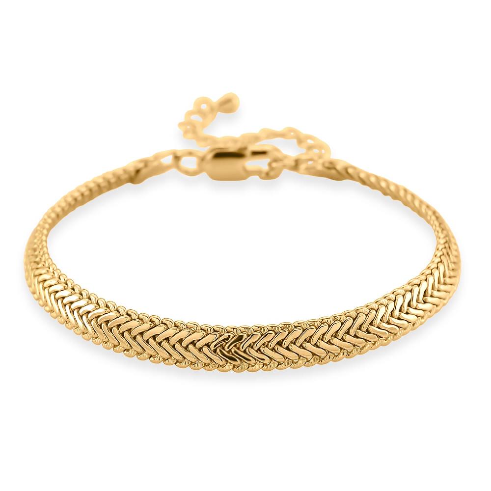 Elegant Woven Chain Bracelet in Goldtone (7.5-9.5In) (7.50 In)