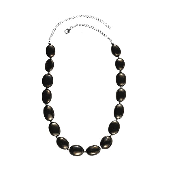 Elite Shungite Beaded Necklace 18-20 Inches In Rhodium Over Sterling Silver 135.00 Ctw