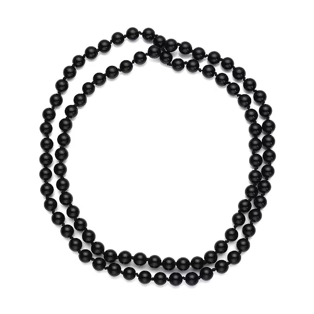 Enhanced Black Agate Beaded Endless Necklace 34 Inches 332.00 ctw