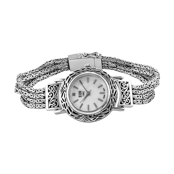 Eon 1962 Multi-Row Borobudur Bracelet Watch For Women Sterling Silver Swiss Movement Watch Ladies Bracelet Watch (8.00 In)