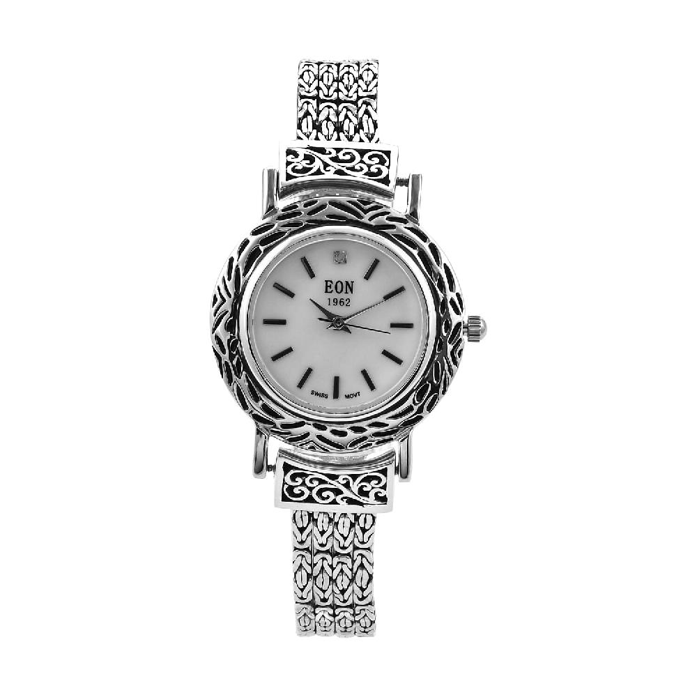 Eon 1962 Multi-Row Borobudur Bracelet Watch for Women Sterling Silver Swiss Movement Watch Ladies Bracelet Watch (8.00 In)