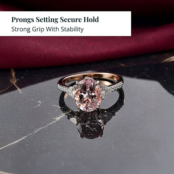 Epic Deal 10K Rose Gold AAA Pink Morganite Luxuriant Lab Grown Diamond (E-F VS) (0.35 Cts) Crown Jewel Ring 3.70 Ctw