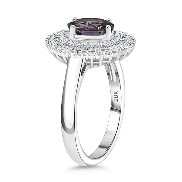 Epic Deal Luxoro 10K White Gold Premium Lavender Spinel Diamond (I2) (0.70 Cts) Classic Double Halo Ring 2.20 Ctw
