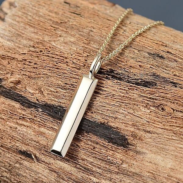 Eterna Bar Pendant Necklace In 10K Yellow Gold 3.50 Grams 20 Inches