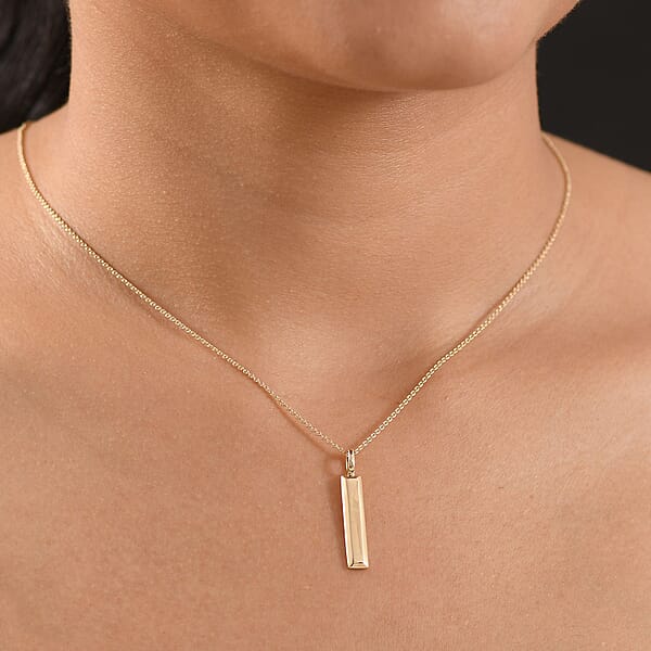 Eterna Bar Pendant Necklace In 10K Yellow Gold 3.50 Grams 20 Inches