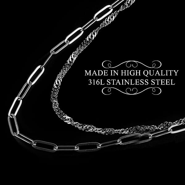EverTrue 15 Pieces Jewelry Set Set Of Necklace Bracelet Earrings And Extender 18K White Gold Plated Stainless Steel Jewelry Set Free Velvet Travel Organizer Pouch