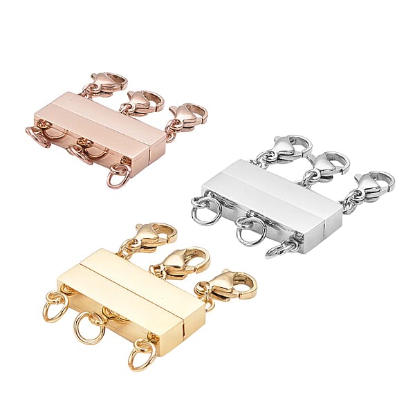 EverTrue 3 Row Layering Lock In ION Plated YG RG And Stainless Steel With 3pcs Lobster Locks (22.30 G) Tarnish-Free Waterproof Sweat Proof Jewelry