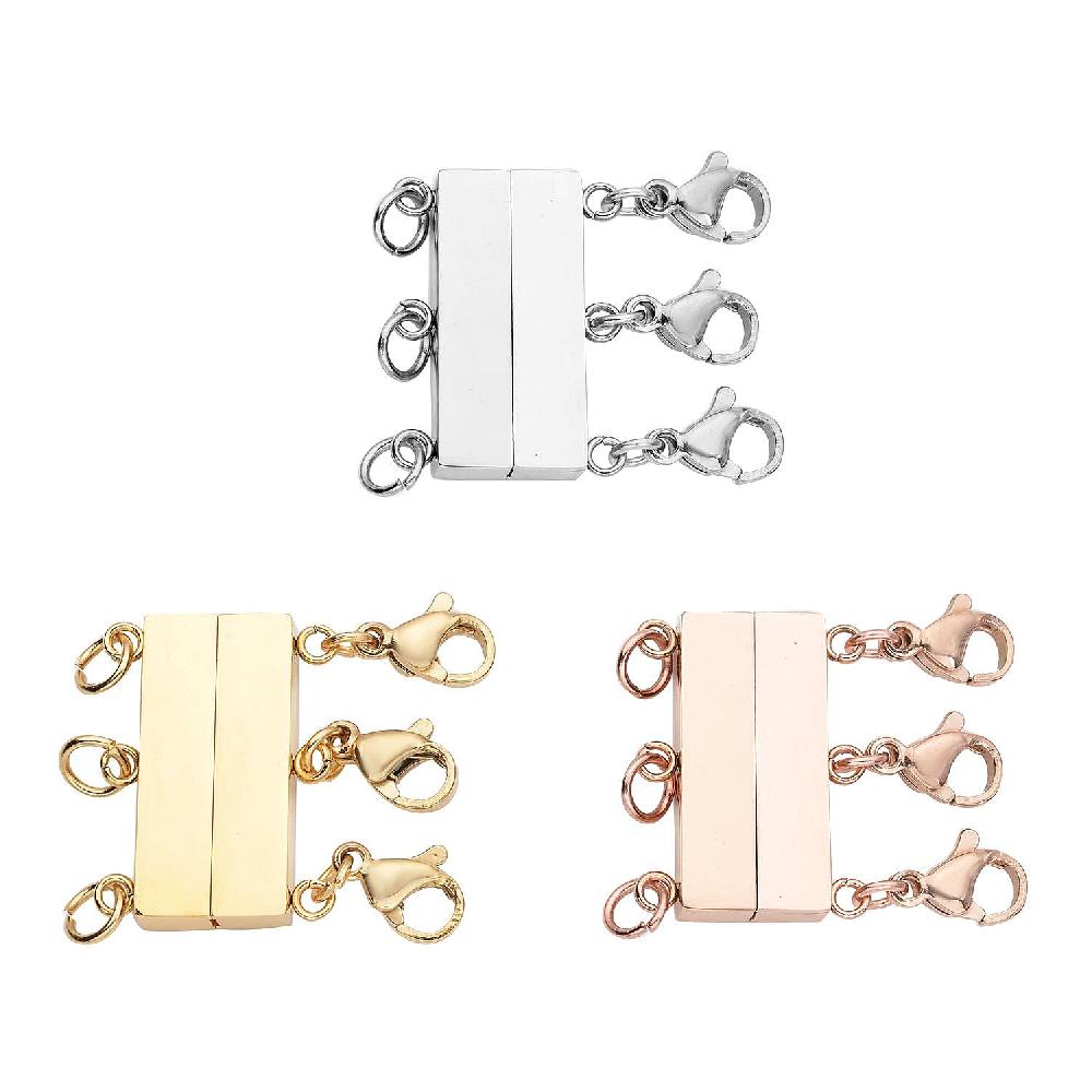 EverTrue 3 Row Layering Lock in ION Plated YG RG and Stainless Steel with 3pcs Lobster Locks (22.30 g) Tarnish-Free Waterproof Sweat Proof Jewelry