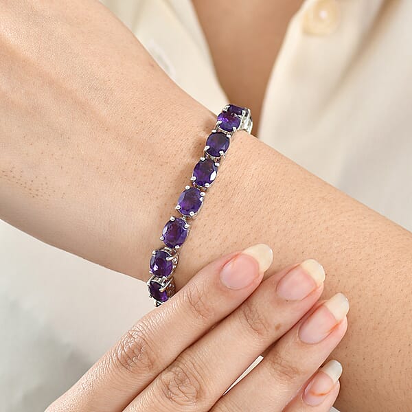 EverTrue African Amethyst Bracelet In Platinum Bond 35.70 Ctw (6.50 Inches)