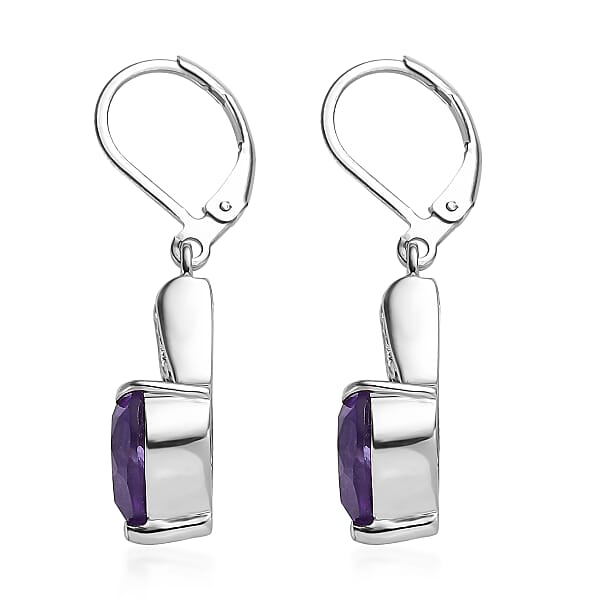EverTrue African Amethyst Earrings In Stainless Steel 6.10 Ctw