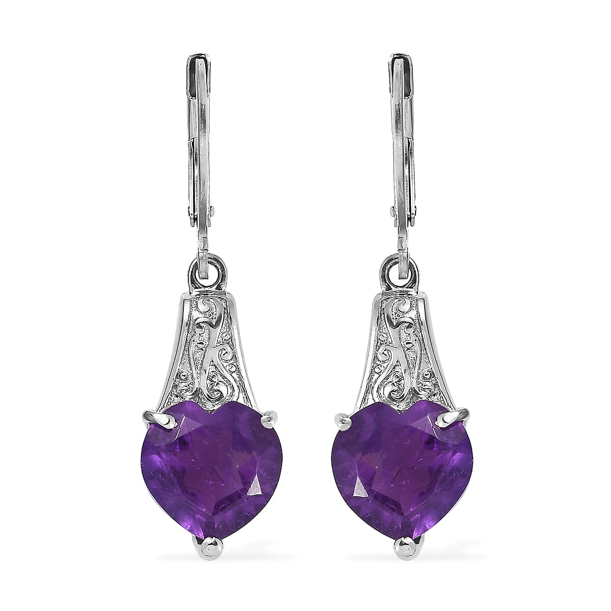 EverTrue African Amethyst Earrings in Stainless Steel 6.10 ctw