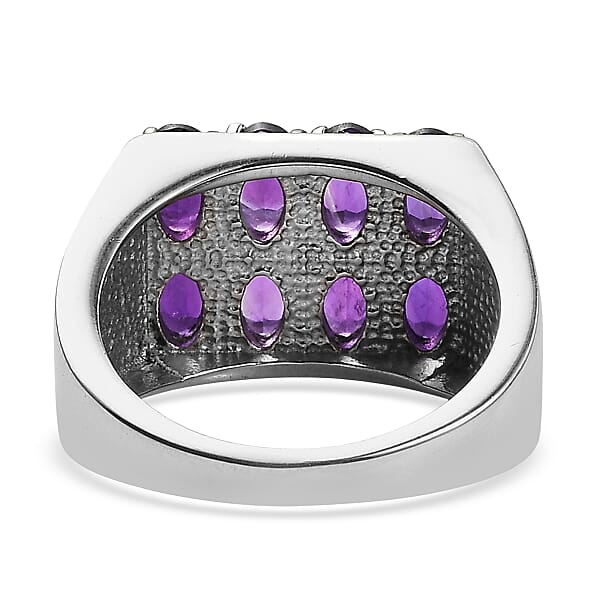 EverTrue African Amethyst Men's Ring In Stainless Steel 3.50 Ctw