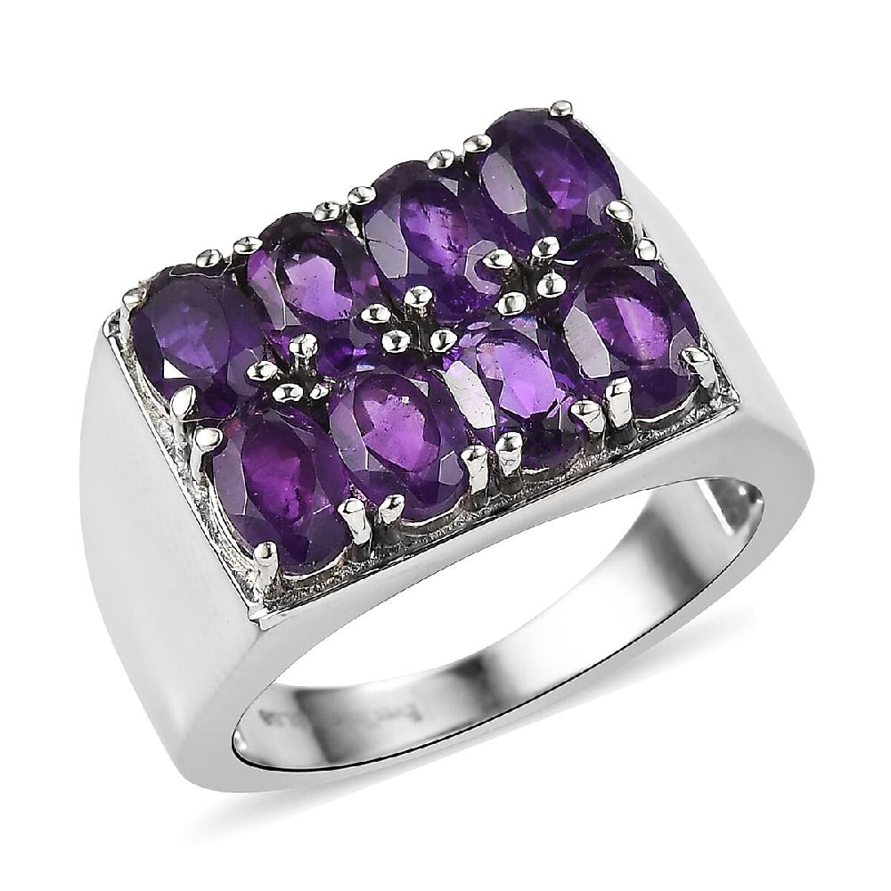 EverTrue African Amethyst Men's Ring in Stainless Steel 3.50 ctw