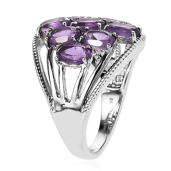 EverTrue African Amethyst Ring In Stainless Steel 5.00 Ctw