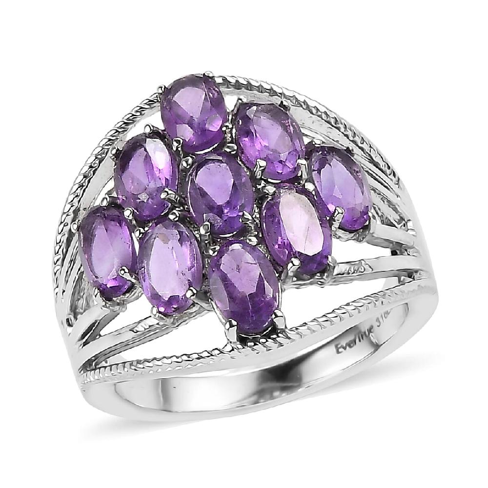 EverTrue African Amethyst Ring in Stainless Steel 5.00 ctw