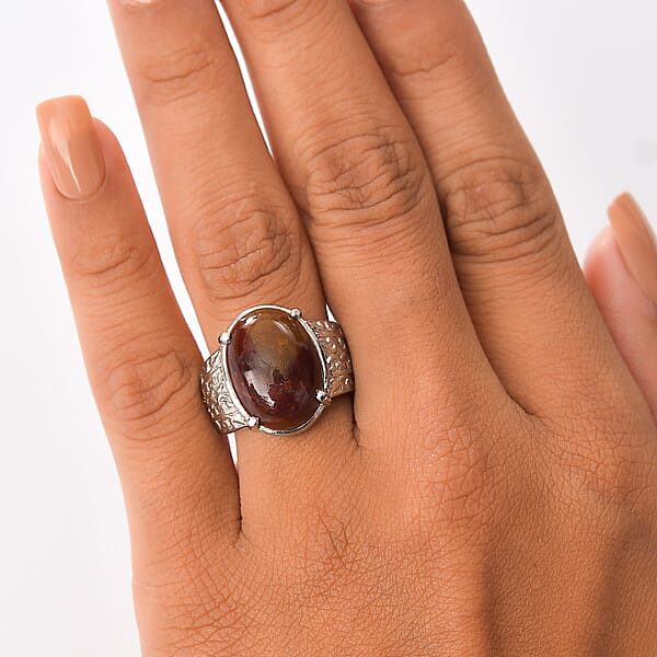 EverTrue Aqua Nueva Moss Solitaire Ring In Stainless Steel 13.20 Ctw