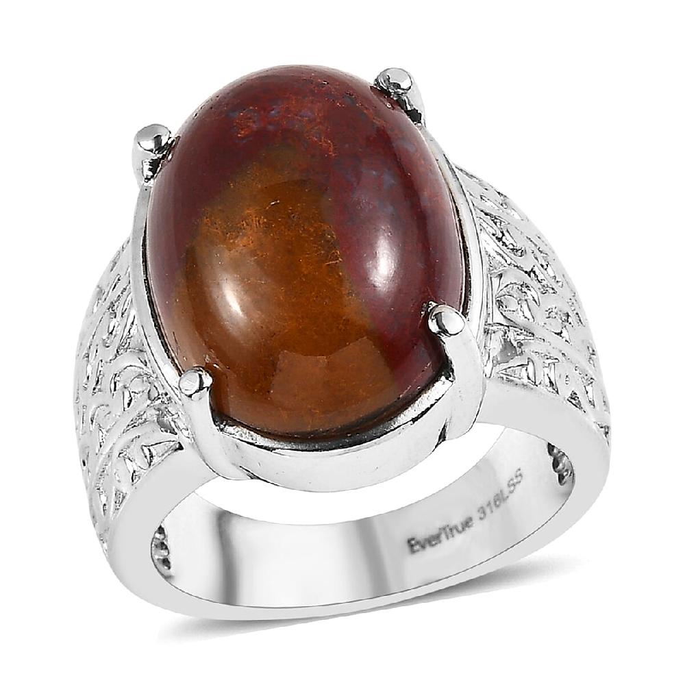 EverTrue Aqua Nueva Moss Solitaire Ring in Stainless Steel 13.20 ctw