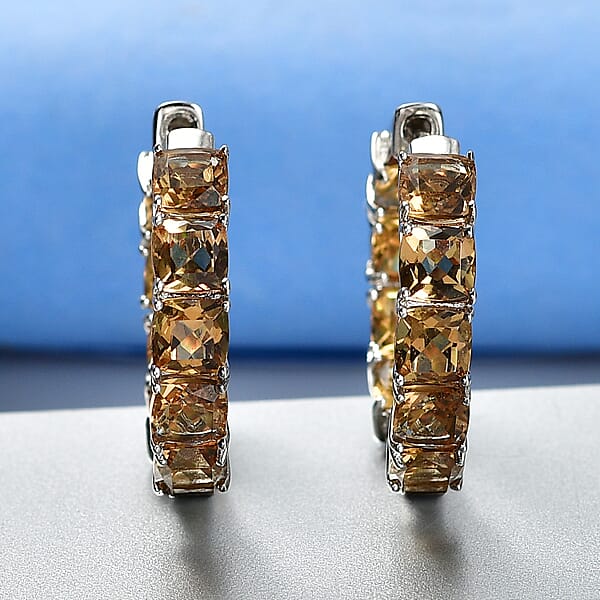 EverTrue Autumn Alexite 10.60 Ctw Art Deco Hoop Earrings In Platinum Bond