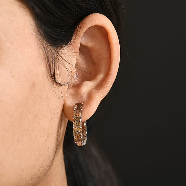 EverTrue Autumn Alexite 10.60 Ctw Art Deco Hoop Earrings In Platinum Bond