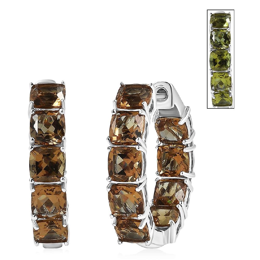 EverTrue Autumn Alexite 10.60 ctw Art Deco Hoop Earrings in Platinum Bond
