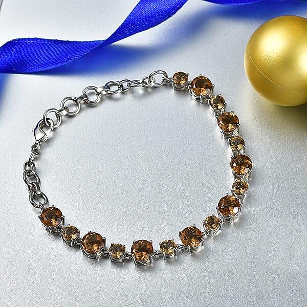 EverTrue Autumn Alexite 14.15 Ctw Art Deco Bracelet In Platinum Bond (6.50-8.0In)