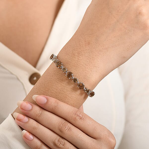 EverTrue Autumn Alexite 14.15 Ctw Art Deco Bracelet In Platinum Bond (6.50-8.0In)